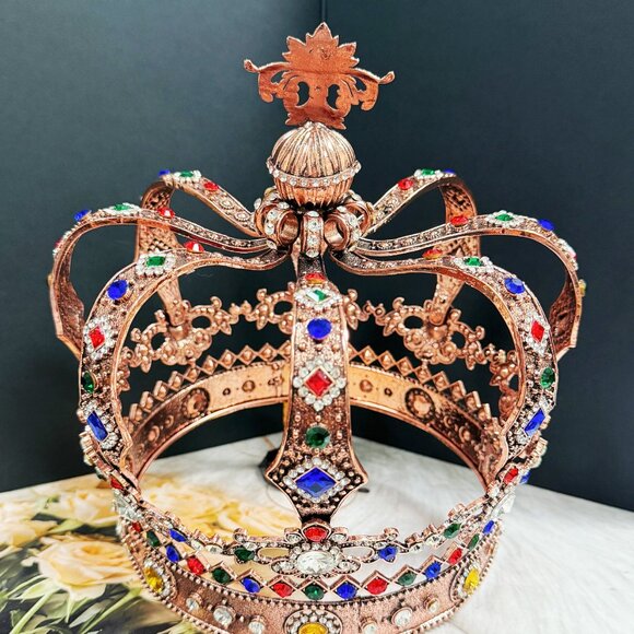Holy coronation crown. Statement crown, Luxury handmade crown, Cooper crown, XXL - Picture 9 of 10